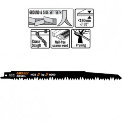 JS1531L-5 5 LAMES DE SCIES SABRES EN HCS POUR BOIS 240X5X5TPI