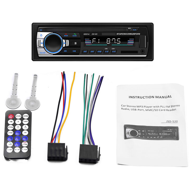 

JSD-520 Bluetooth Car Audio Player Car Radio Stereo Autoradio 12V In-dash FM Aux Input Receptor Ranura para tarjeta SD USB MP3 MMC WMA