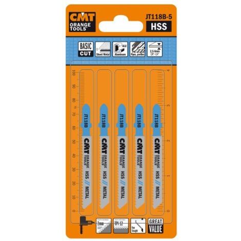 JT118B-5 5 LAME SEGHETTO X METAL HSS 76x1.9-2.3x12TPI (DIRITTO/FINE)