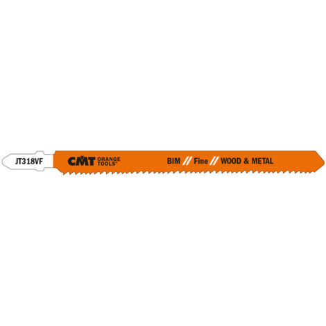 JT318VF-5 5 LAMES DE SCIE À MÉTAUX POUR BOIS/MÉTAL BIM 132x1,7-2,6x10-15TPI (FINE)