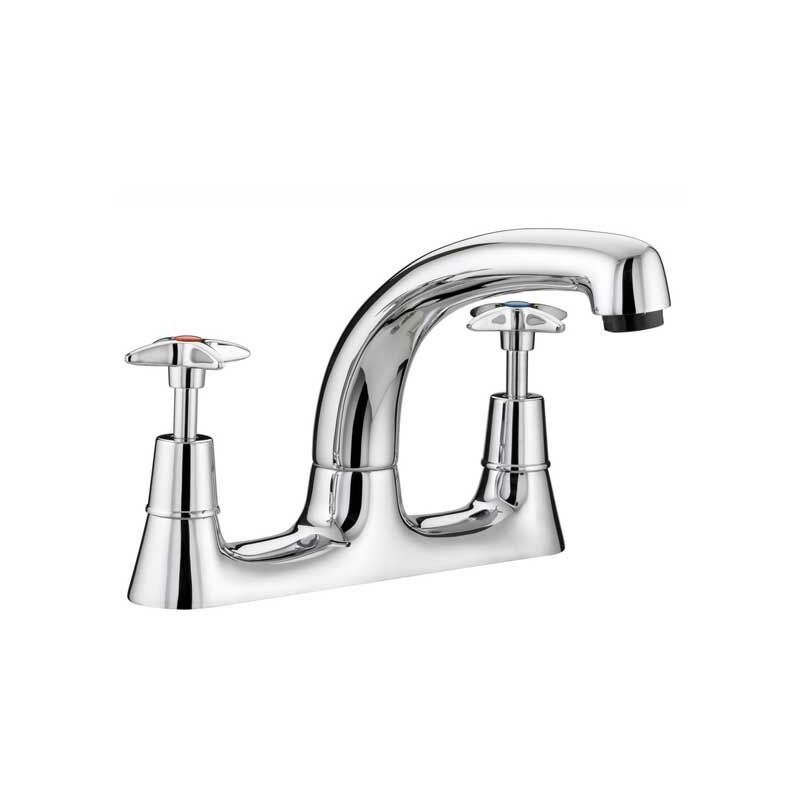 JTP Astra Kitchen Sink Mixer Tap, Deck Mounted, Crosshead Handle, Chrome