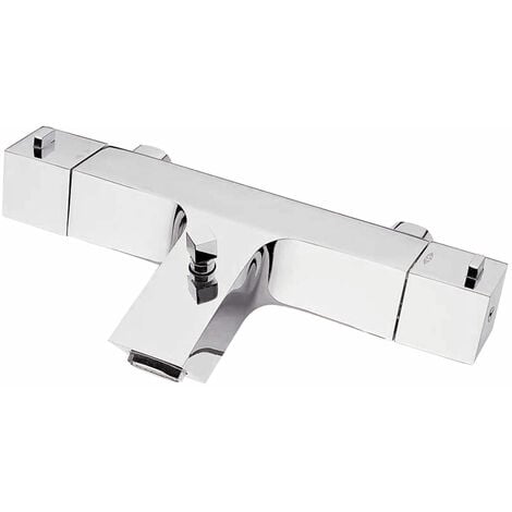 JTP Square Deck Mounted Thermostatic Bath Shower Mixer Tap without Kit - Chrome