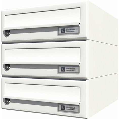 JU Hausbrieffachanlage 3-teilig, 300 x 330 x 380 mm, Stahl weiß RAL 9016