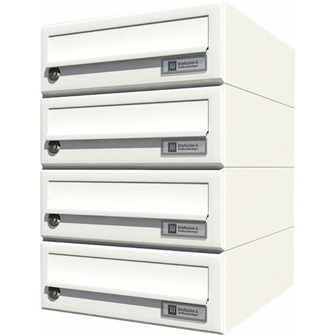 JU Hausbrieffachanlage 4-teilig, 300 x 440 x 380 mm, Stahl weiß RAL 9016