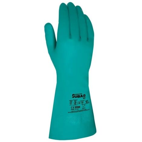 JUBA GUANTES 821 NITRILO FLOCADO QUIMICO ALIMENTARIO VERDE  9XL.CAT.III EN388+A1/374+1/18889