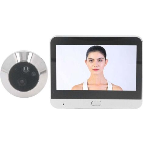 Judas de Porte avec Caméra, écran LCD HD de 4,3 Pouces, Sonnette Vidéo Numérique, Surveillance électronique, Vision Nocturne, Grand Angle de 120 °, Détection de Mouvement