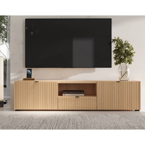 Judy - meuble tv 179 cm - 2 portes, 1 tiroir et 1 niche - bois