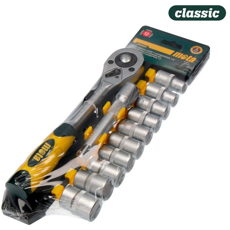 Juego 12 pcs de bocallaves y accesorios de 1/2' cr.v. ek610