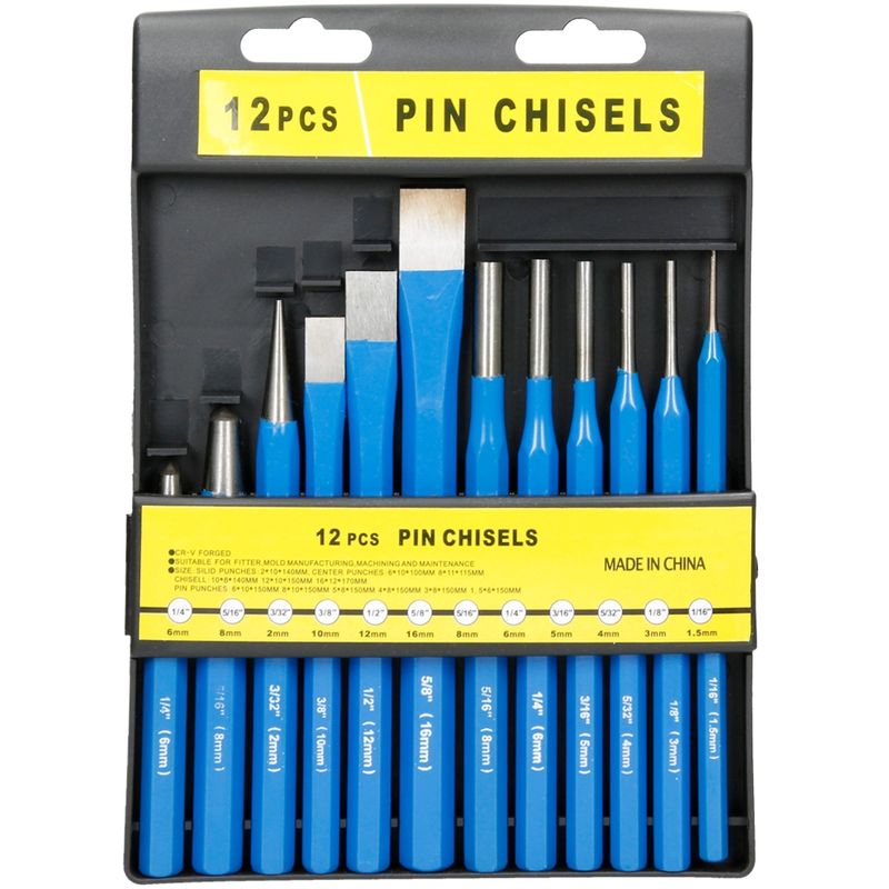 

Juego 12 piezas cincel conjunto punzón frío cinceles centro pin ponche cónico