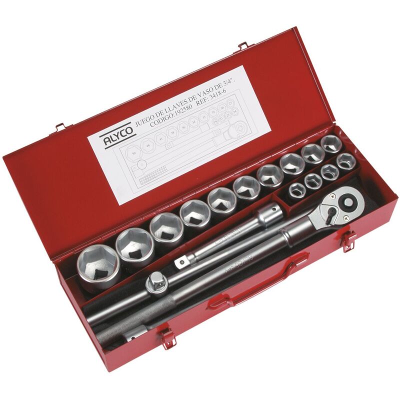 Juego Vaso s 3/4' 18 piezas Alyco