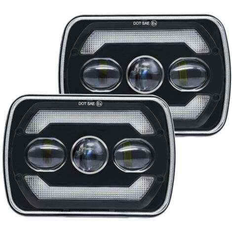 Juego 2 faros LED 7 pulgadas 6000K 180W IP67 – Luces DRL e intermitentes ámbar, alta luminosidad