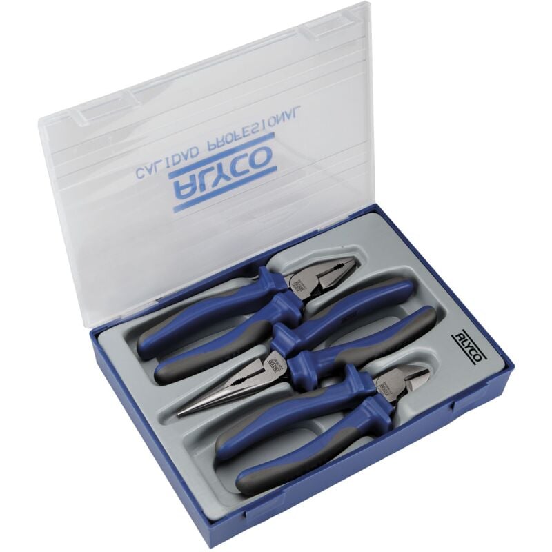 Juego. 3 Alicates alta potencia c/plástico Alyco