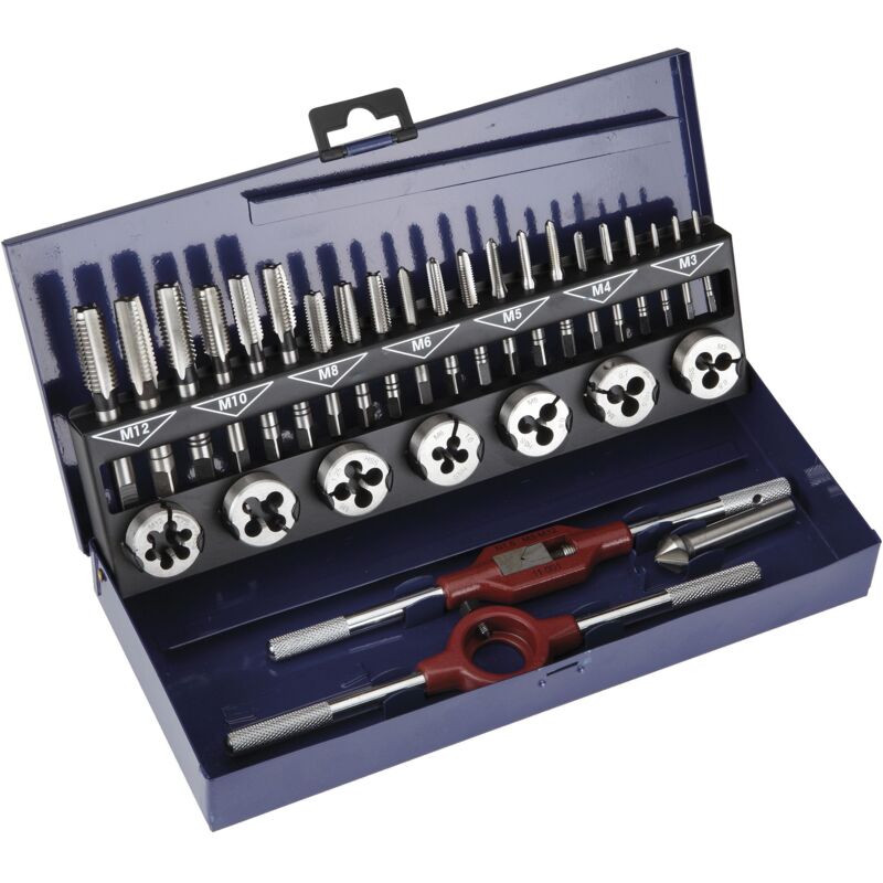 Juego 31 piezas machos+cojinetes hss Alyco