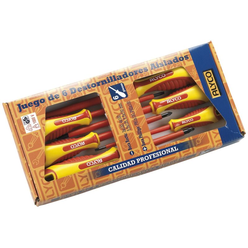 

Alyco-tools - Juego De 6 Destornilladores Aislados Vde En Caja Cartón