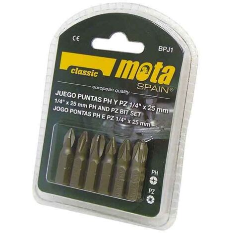 JUEGO 6 PUNTAS PH 1-2-3 PZ 1-2-3 x 25mm BPJ1 MOTA