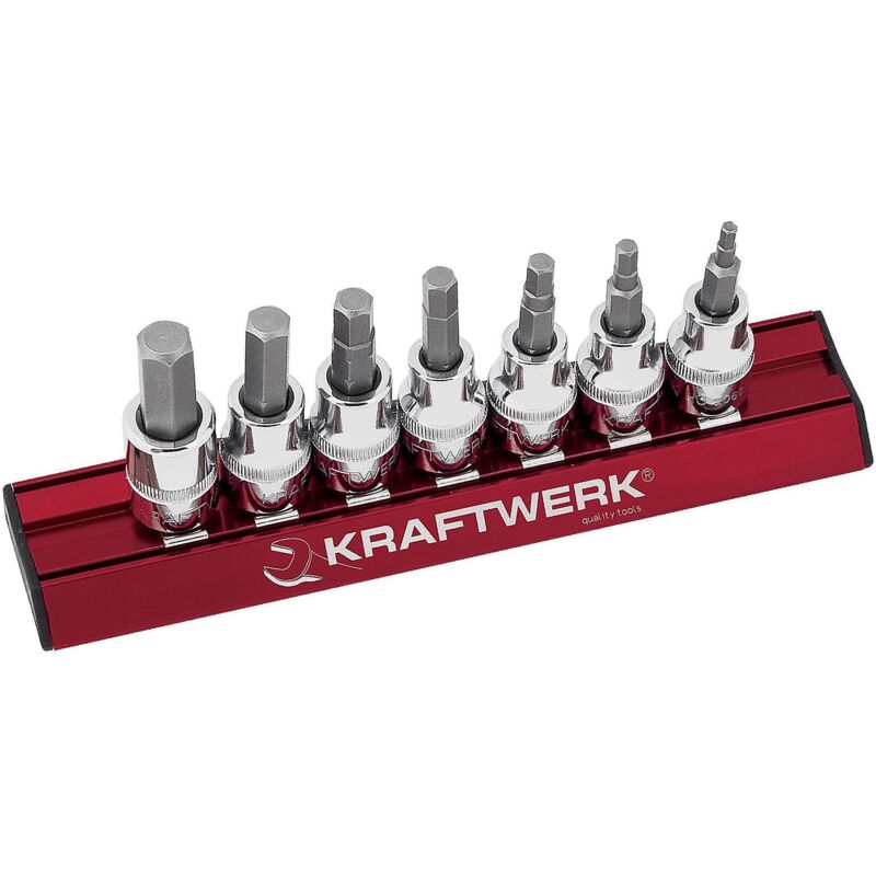 Juego 7 vasos-punta hex. pulg. 3/8'