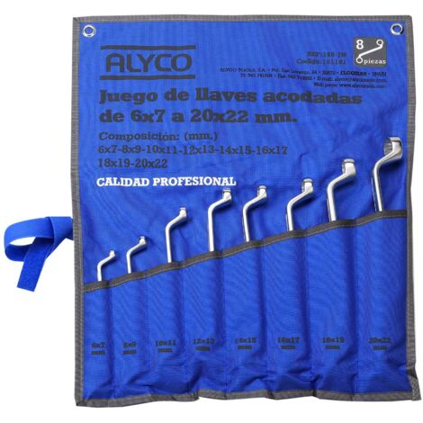 JUEGO 8 LLAVES ACODADAS 2 BOCAS PULGADAS