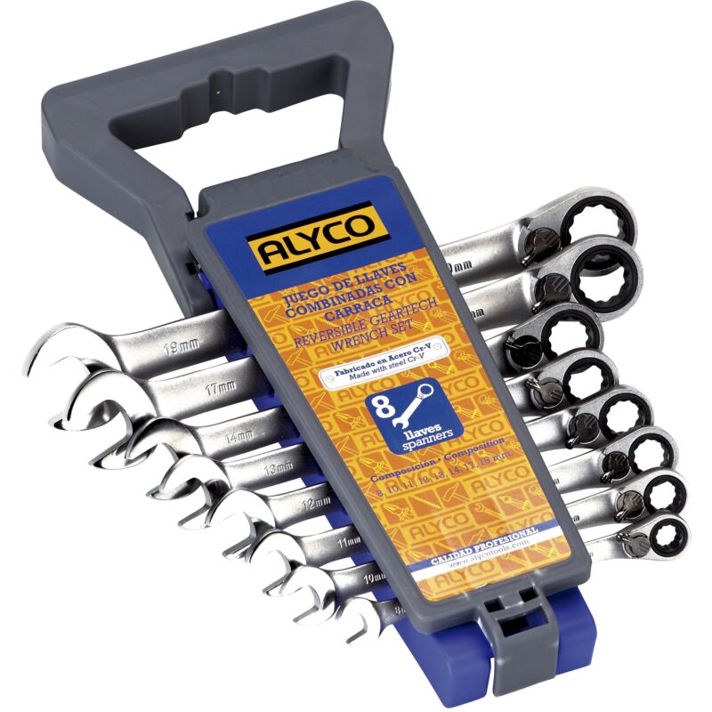 Juego 8 Llaves comb. Carraca rev 8-19 mm Alyco