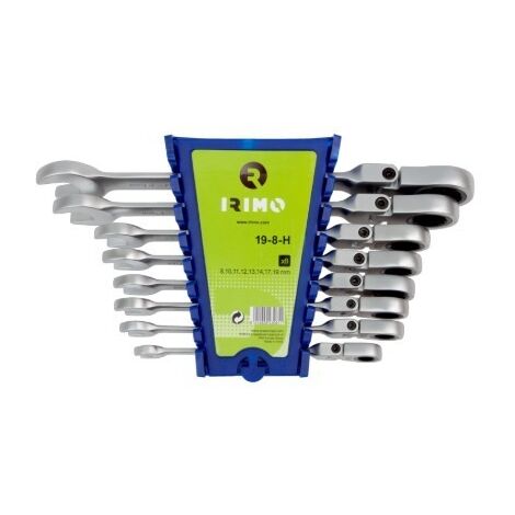 JUEGO 8 LLAVES COMBINADAS CARRACA CABEZA FLEXIBLE 8-19mm 19-8-H IRIMO