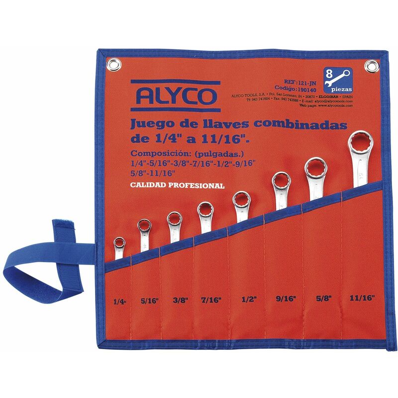 

Alyco-tools - Juego De 8 Llaves Combinadas Boca Abierta Y Boca Estrella, Medidas En Pulgadas, En Bolsa De Nylon