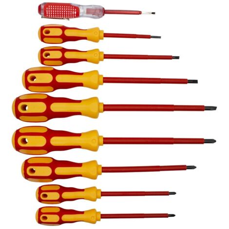 Juego 9 Destornilladores con proteccion 500V de contacto electrico