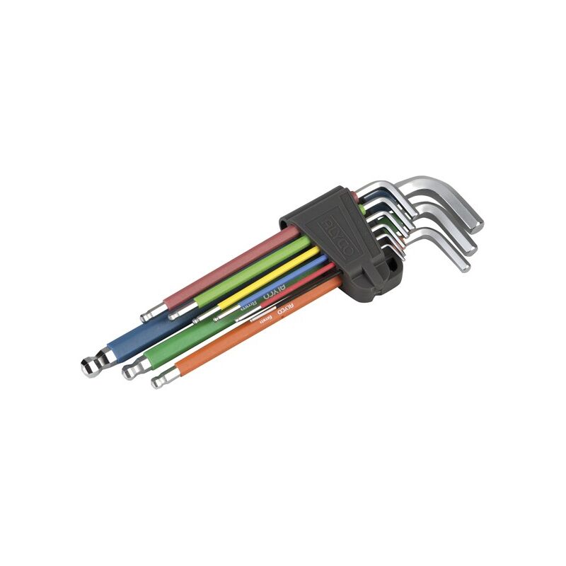 Llave allen color p/bola jgo 9PZ - 1,5-10 mm