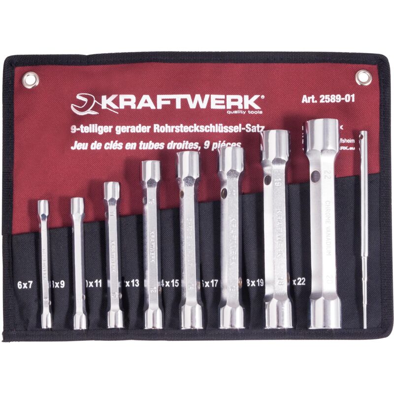 Juego 9 llaves tubo 2 bocas 6-22mm/pas.