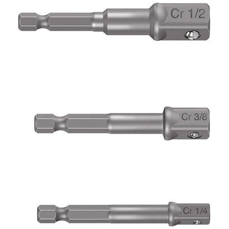 Juego adaptadores para llaves de vaso - 7 cm - 1/4", 3/8", 1/2"