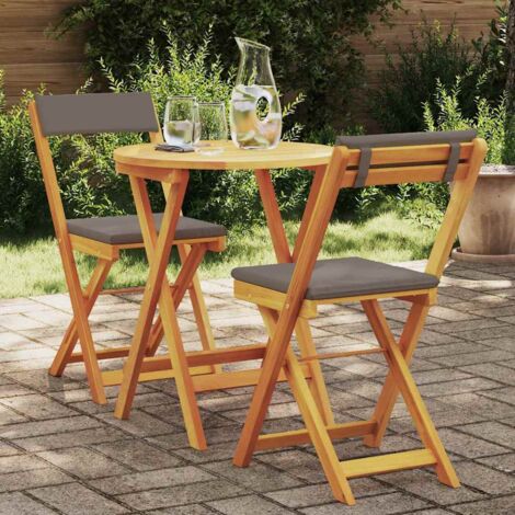 Juego Bistro de Jardín 3 pcs Marrón madera maciza de acacia