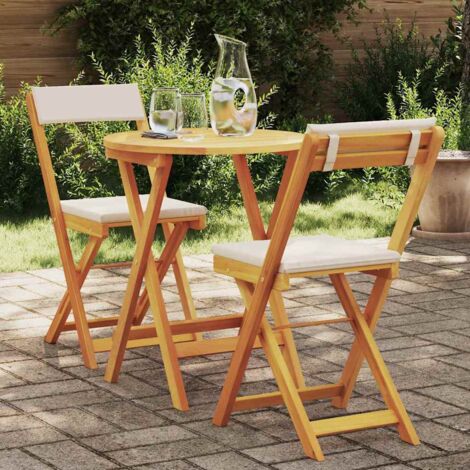 Juego Bistro de Jardín 3 pcs Marrón madera maciza de acacia