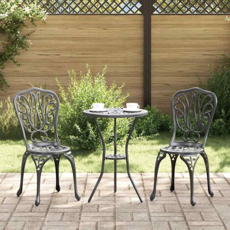 Juego Bistro de Jardín 3 pcs Negro Aluminio