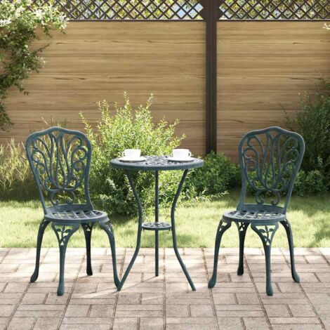 Juego Bistro de Jardín 3 pcs Verde Aluminio