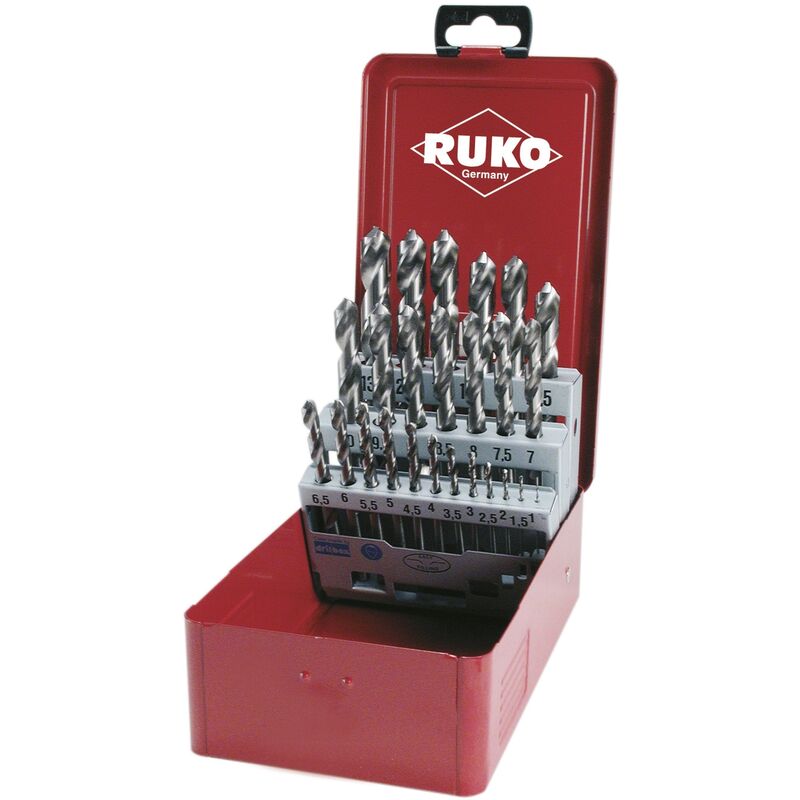 

214215 - Juego de 25 brocas HSS rectificadas en caja metálica - Ruko