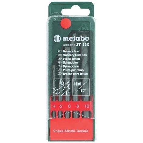 Juego brocas metabo hormigón 5 piezas negro acero