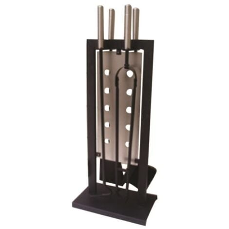 Juego Chimenea  H.70Cm Hierro Forjado Negro Mate 5 Pz