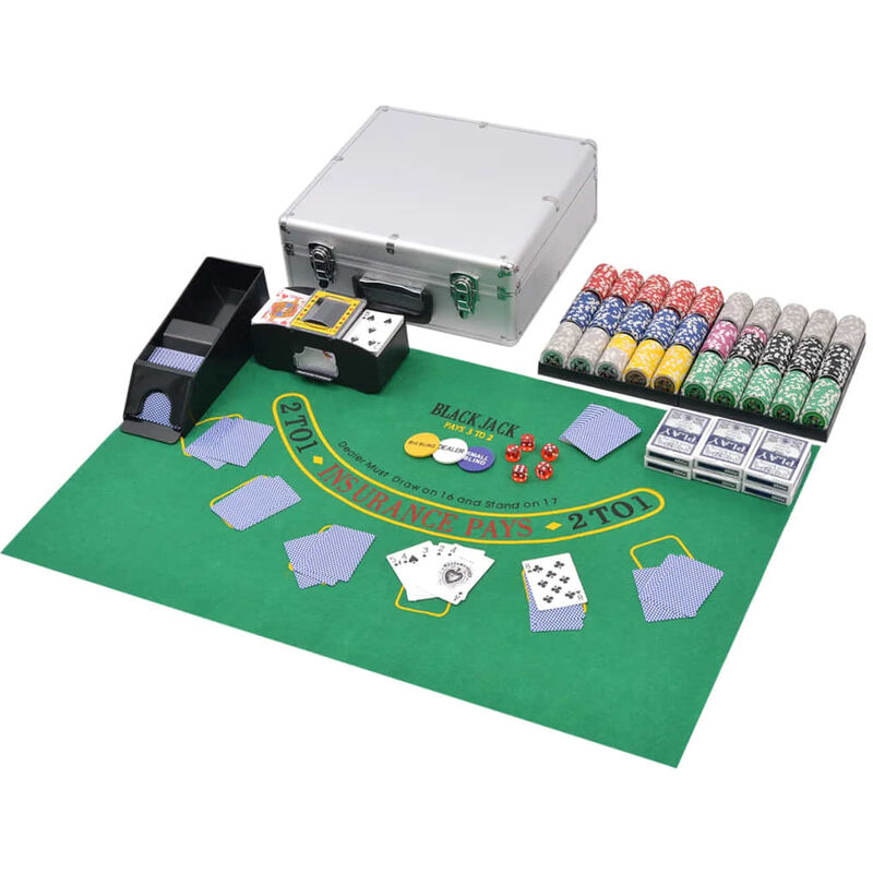 

Juego combinado poker/blackjack con 600 fichas laser aluminio