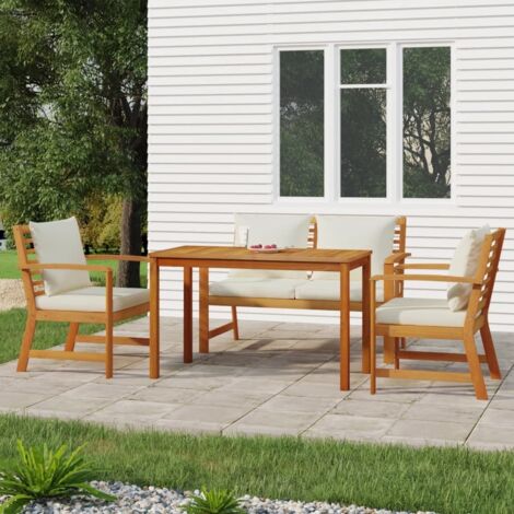 Juego comedor de jardín 4 pzas con cojines madera maciza acacia vidaXL
