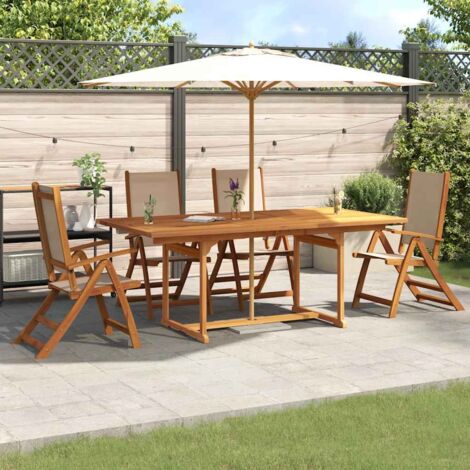 Juego comedor de jardín 5 pzas madera maciza acacia y textileno