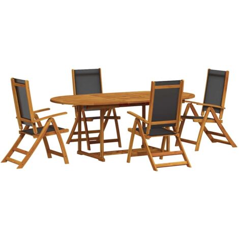 Juego comedor de jardín 5 pzas madera maciza acacia y textileno