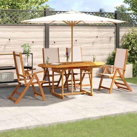 Juego comedor de jardín 5 pzas madera maciza acacia y textileno