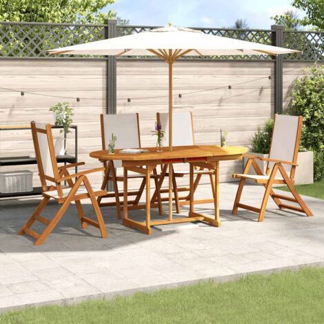 Juego comedor de jardín 5 pzas madera maciza acacia y textileno