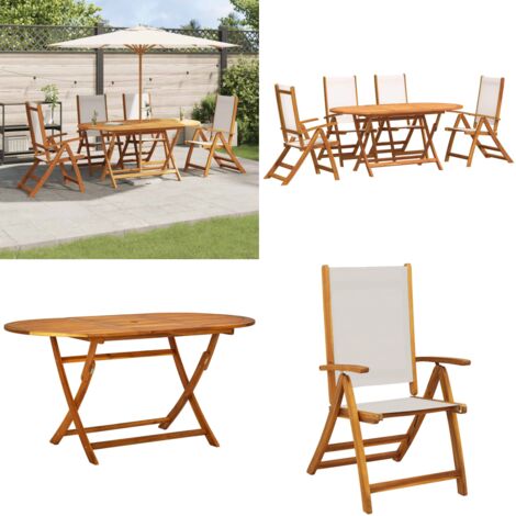 Juego comedor de jardín 5 pzas madera maciza acacia y textileno - Mesa de jardín - Sillas de jardín