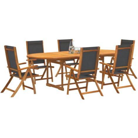 Juego comedor de jardín 7 pzas madera maciza acacia y textileno