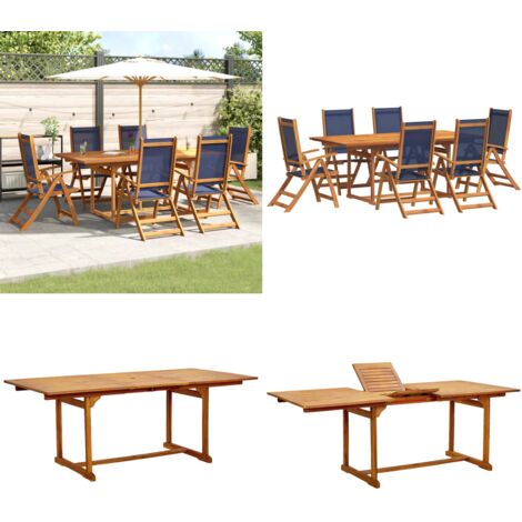 Juego comedor de jardín 7 pzas madera maciza acacia y textileno - Mesa de jardín - Sillas de jardín