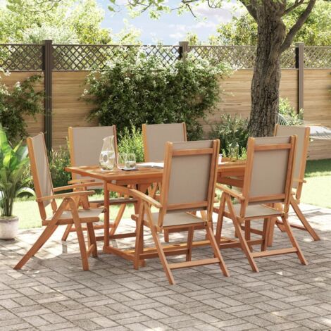 Juego comedor de jardín 7 pzas madera maciza acacia y textileno vidaXL