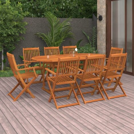 Juego comedor de jardín 9 pzas madera maciza acacia 180x90x75cm vidaXL