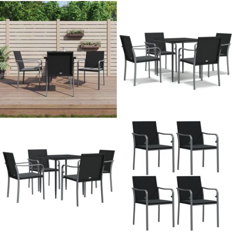 Juego comedor jardín 5 piezas y cojines ratán sintético y acero - Comedor de jardín - Mesa de comedor exterior