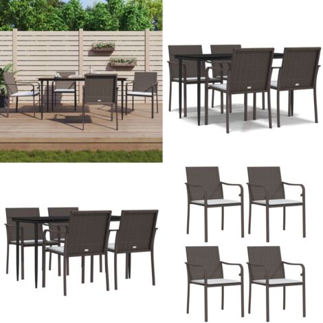 Juego comedor jardín 5 piezas y cojines ratán sintético y acero - Comedor exterior - Ratán sintético