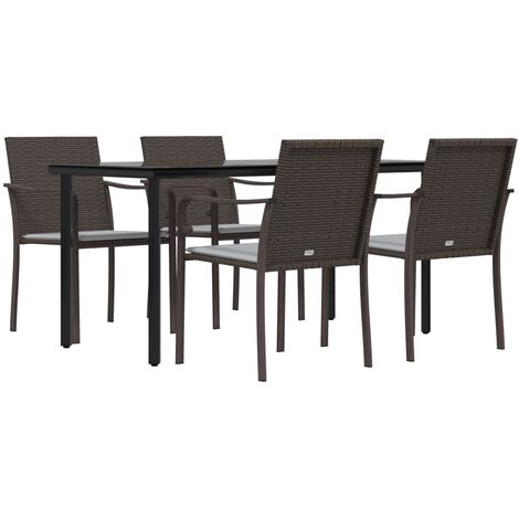 Juego comedor jardín 5 piezas y cojines ratán sintético y acero vidaXL
