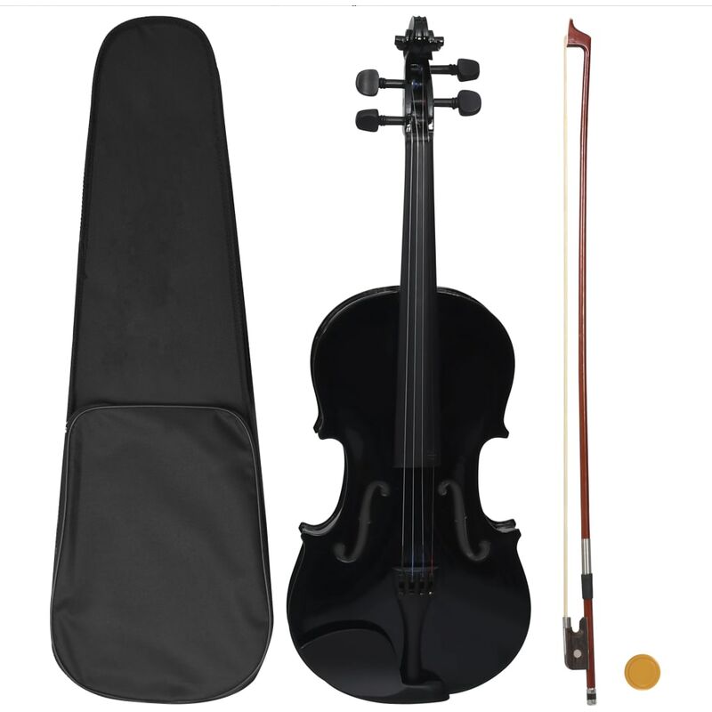 

Juego completo de violín con arco y mentonera negro 4/4